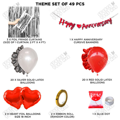 Happy Anniversary Red Cursive Banner Curtain Theme Collection