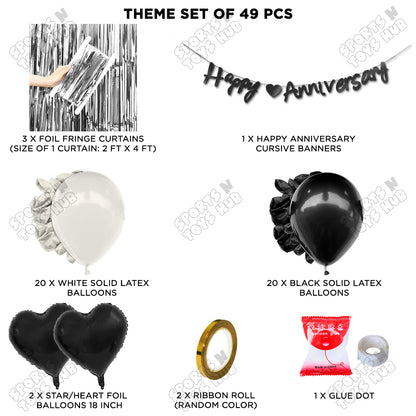 Happy Anniversary Black Cursive Banner Curtain Theme Collection