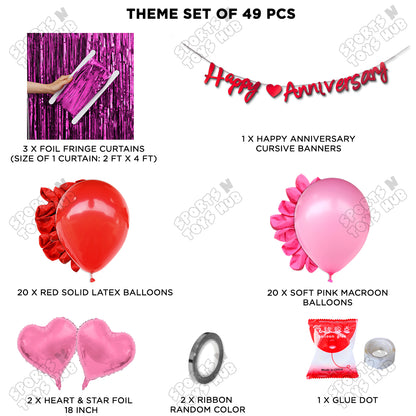 Happy Anniversary Red Cursive Banner Curtain Theme Collection