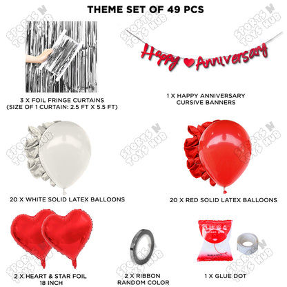 Happy Anniversary Red Cursive Banner Curtain Theme Collection