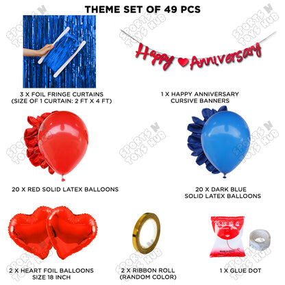 Happy Anniversary Red Cursive Banner Curtain Theme Collection