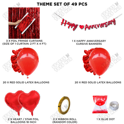 Happy Anniversary Red Cursive Banner Curtain Theme Collection