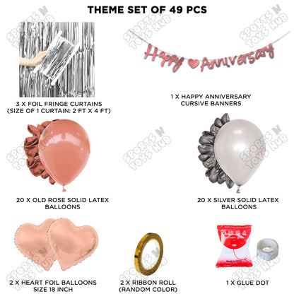 Happy Anniversary Rose Gold Cursive Banner Curtain Theme Collection