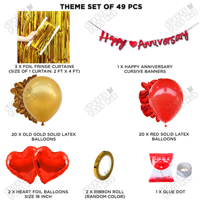 Happy Anniversary Red Cursive Banner Curtain Theme Collection