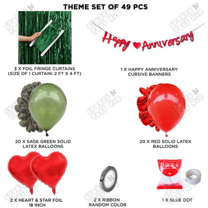 Happy Anniversary Red Cursive Banner Curtain Theme Collection