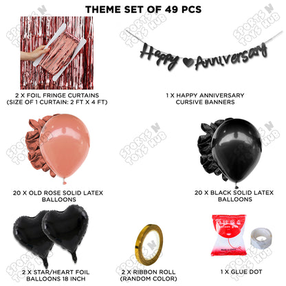 Happy Anniversary Black Cursive Banner Curtain Theme Collection