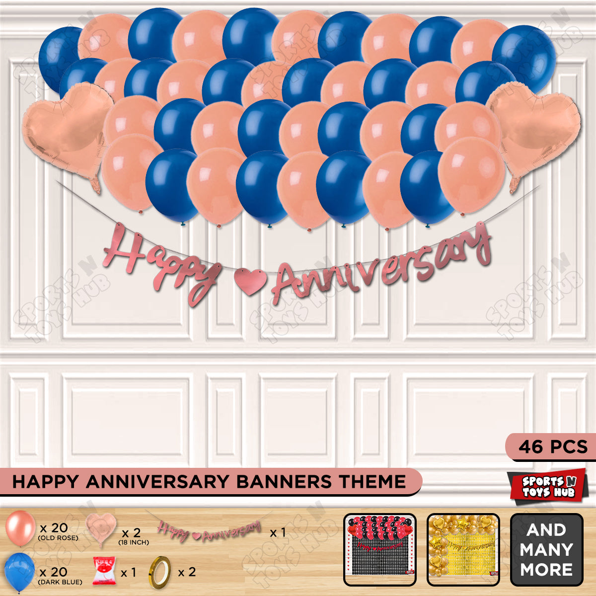 Happy Anniversary Rose Gold Cursive Banner Garland Theme Collection
