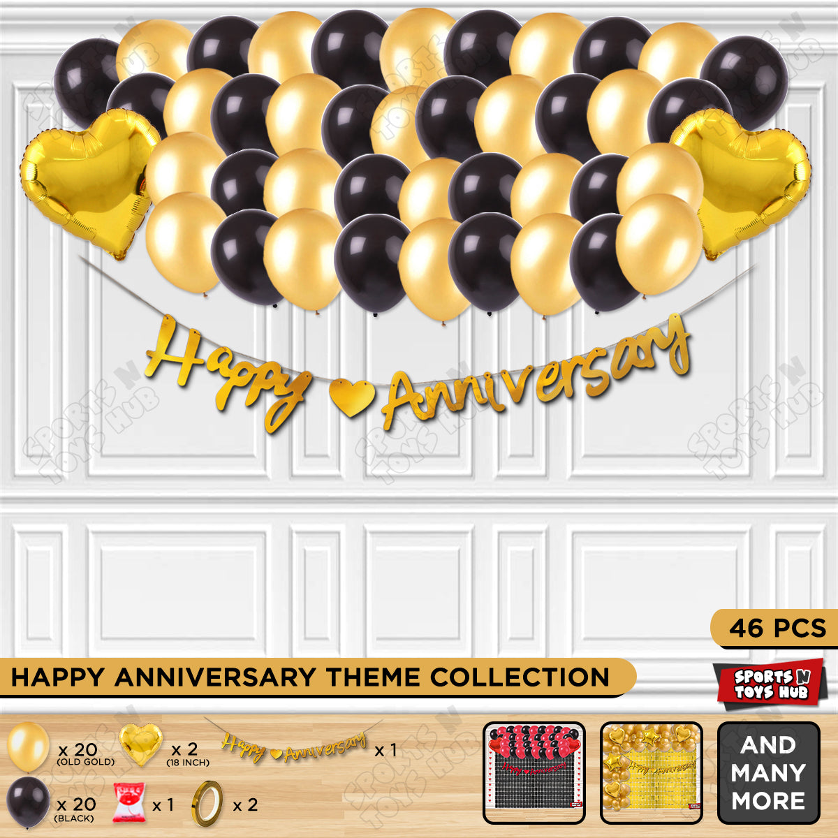 Happy Anniversary Gold Cursive Banner Garland Theme Collection