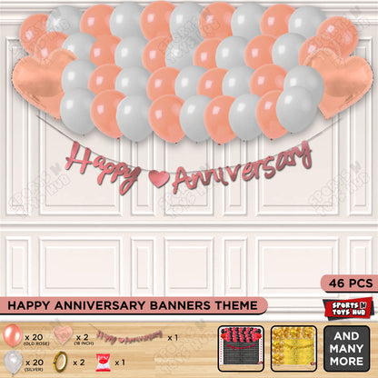 Happy Anniversary Rose Gold Cursive Banner Garland Theme Collection