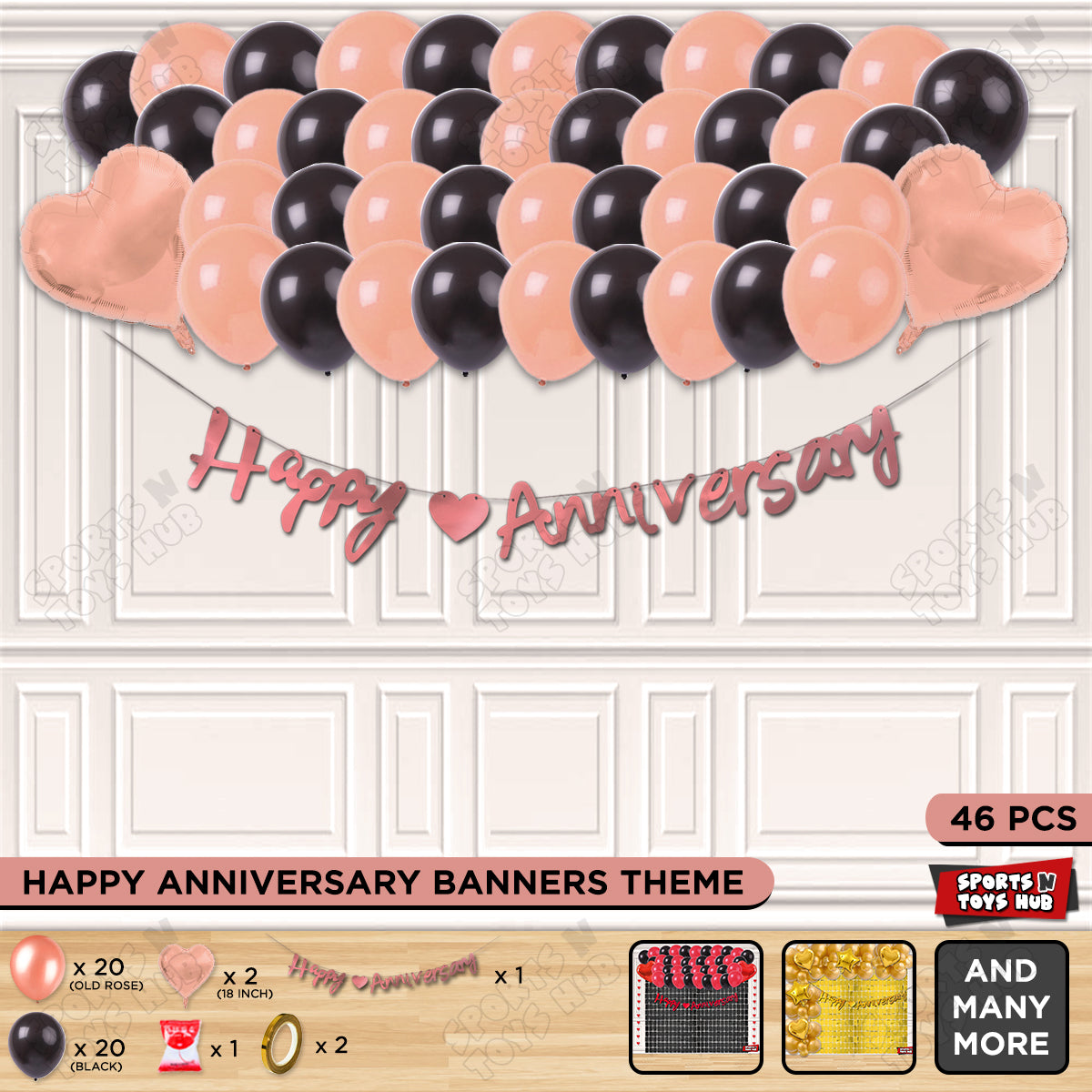 Happy Anniversary Rose Gold Cursive Banner Garland Theme Collection