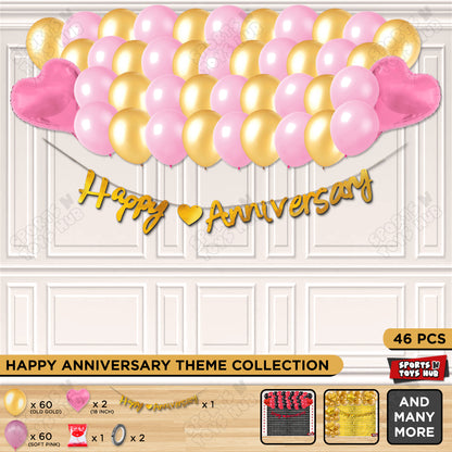Happy Anniversary Gold Cursive Banner Garland Theme Collection