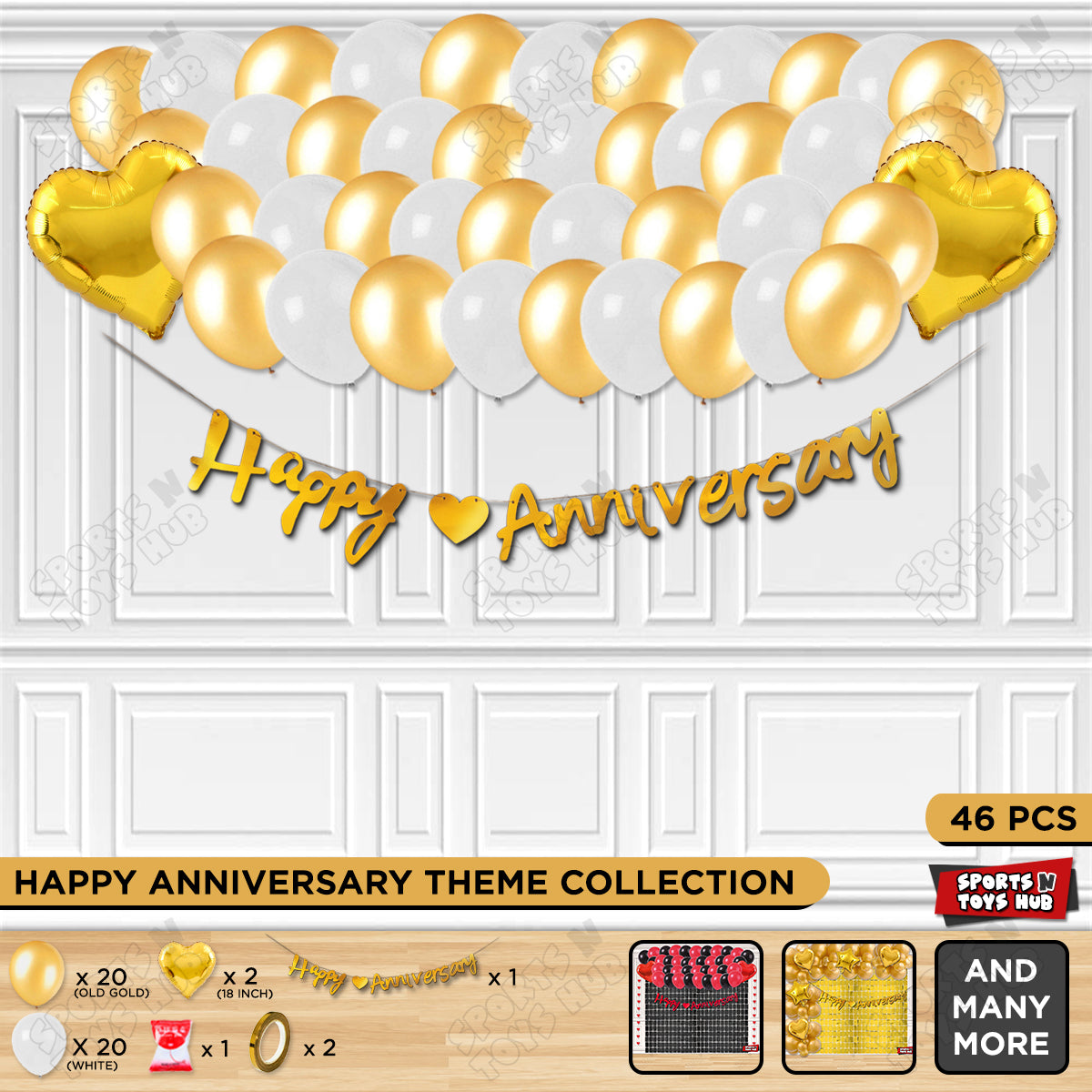 Happy Anniversary Gold Cursive Banner Garland Theme Collection