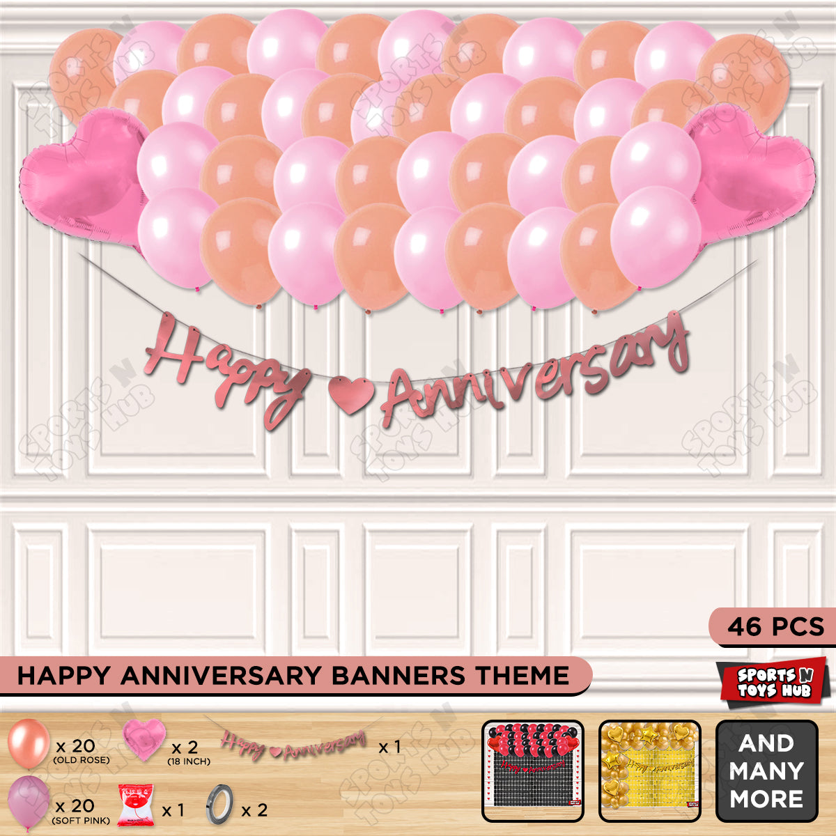Happy Anniversary Rose Gold Cursive Banner Garland Theme Collection