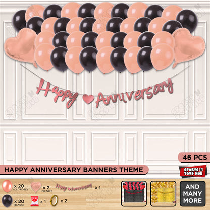 Happy Anniversary Rose Gold Cursive Banner Garland Theme Collection