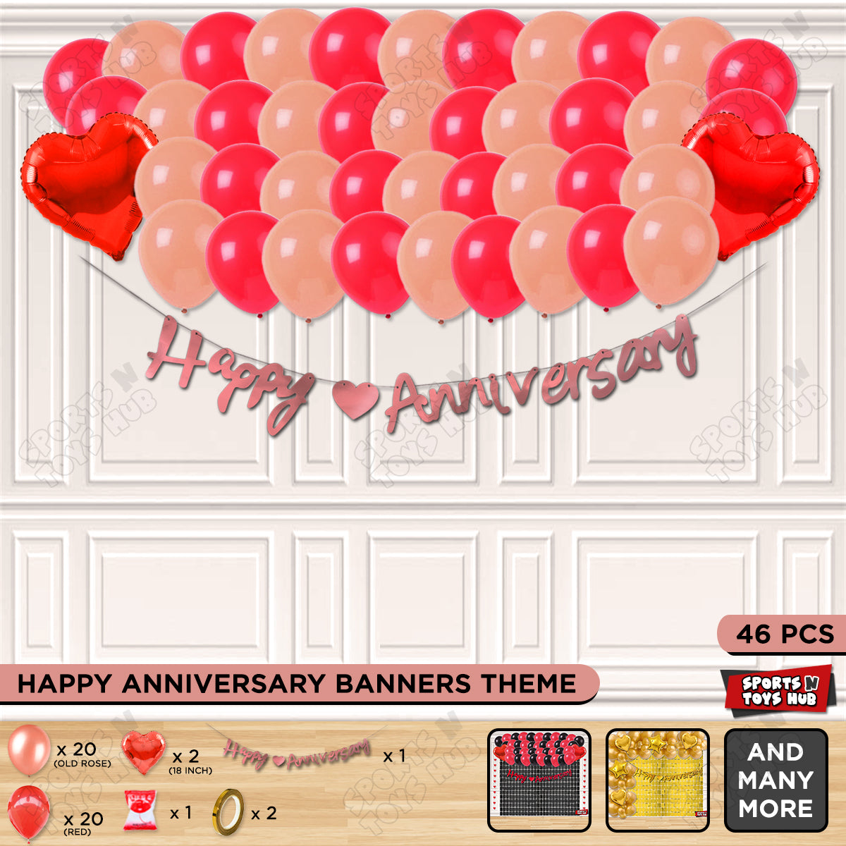 Happy Anniversary Rose Gold Cursive Banner Garland Theme Collection