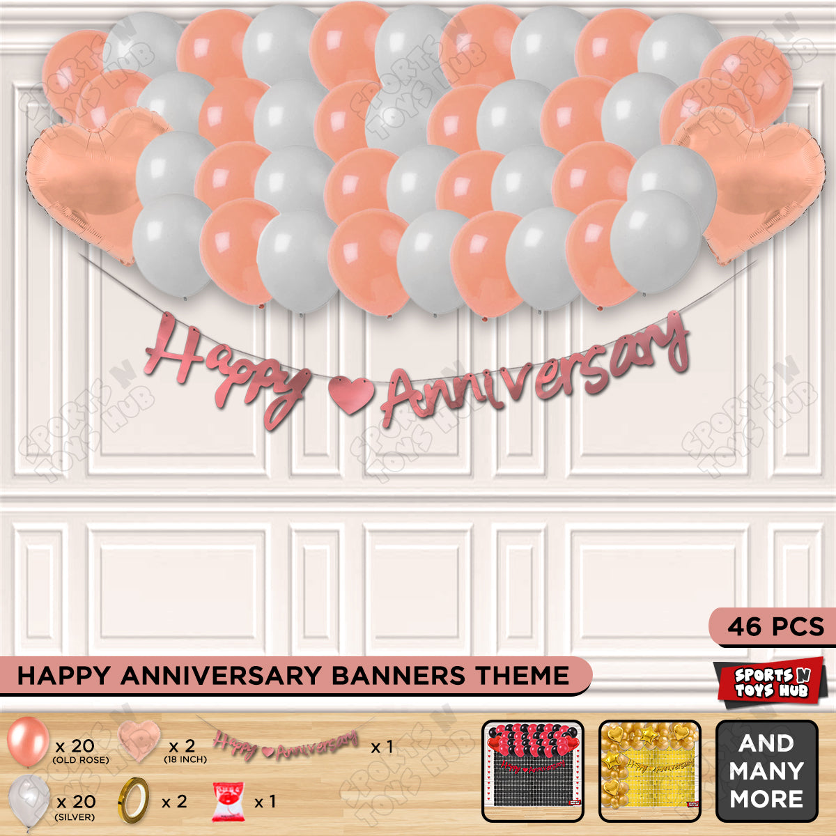 Happy Anniversary Rose Gold Cursive Banner Garland Theme Collection