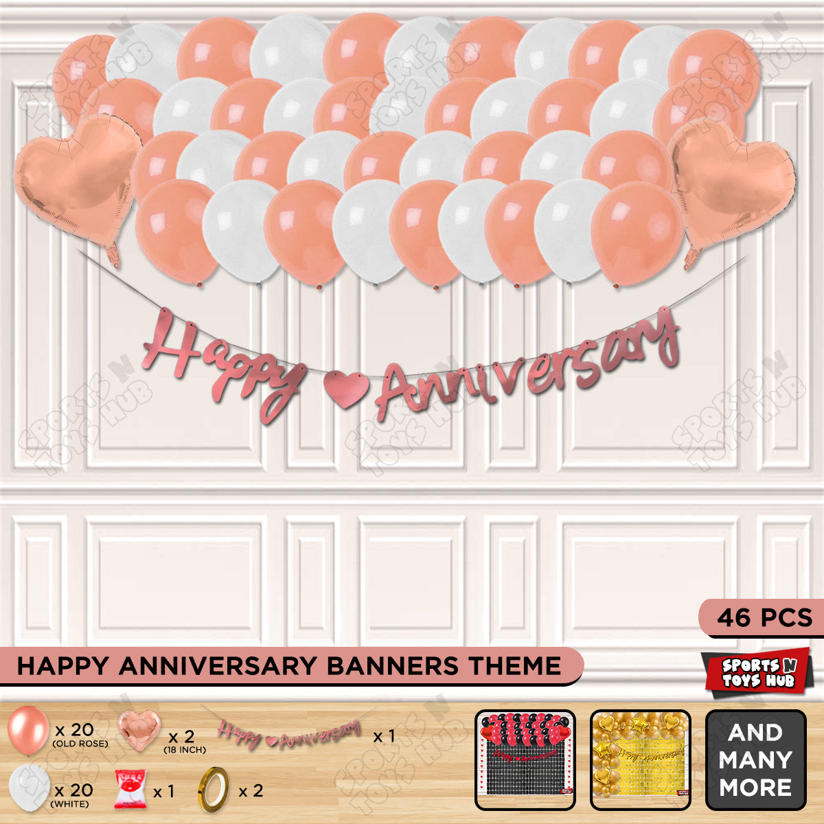 Happy Anniversary Rose Gold Cursive Banner Garland Theme Collection