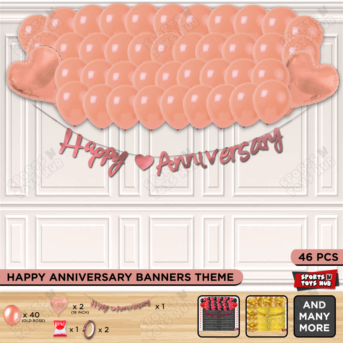 Happy Anniversary Rose Gold Cursive Banner Garland Theme Collection