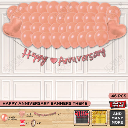 Happy Anniversary Rose Gold Cursive Banner Garland Theme Collection