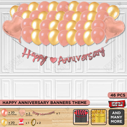 Happy Anniversary Rose Gold Cursive Banner Garland Theme Collection