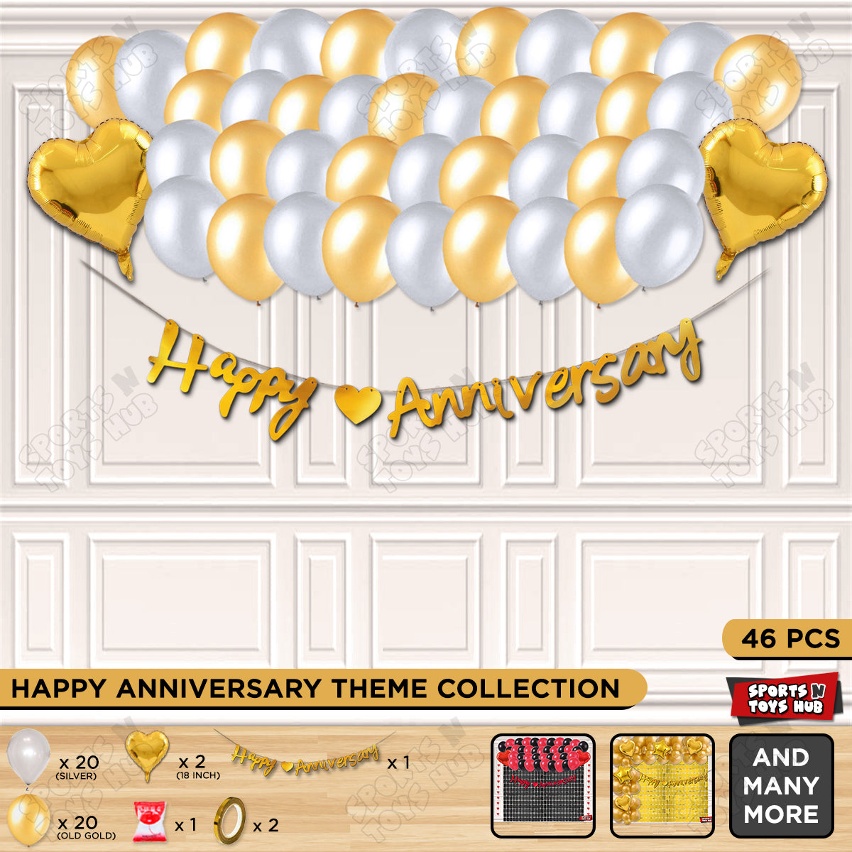 Happy Anniversary Gold Cursive Banner Garland Theme Collection