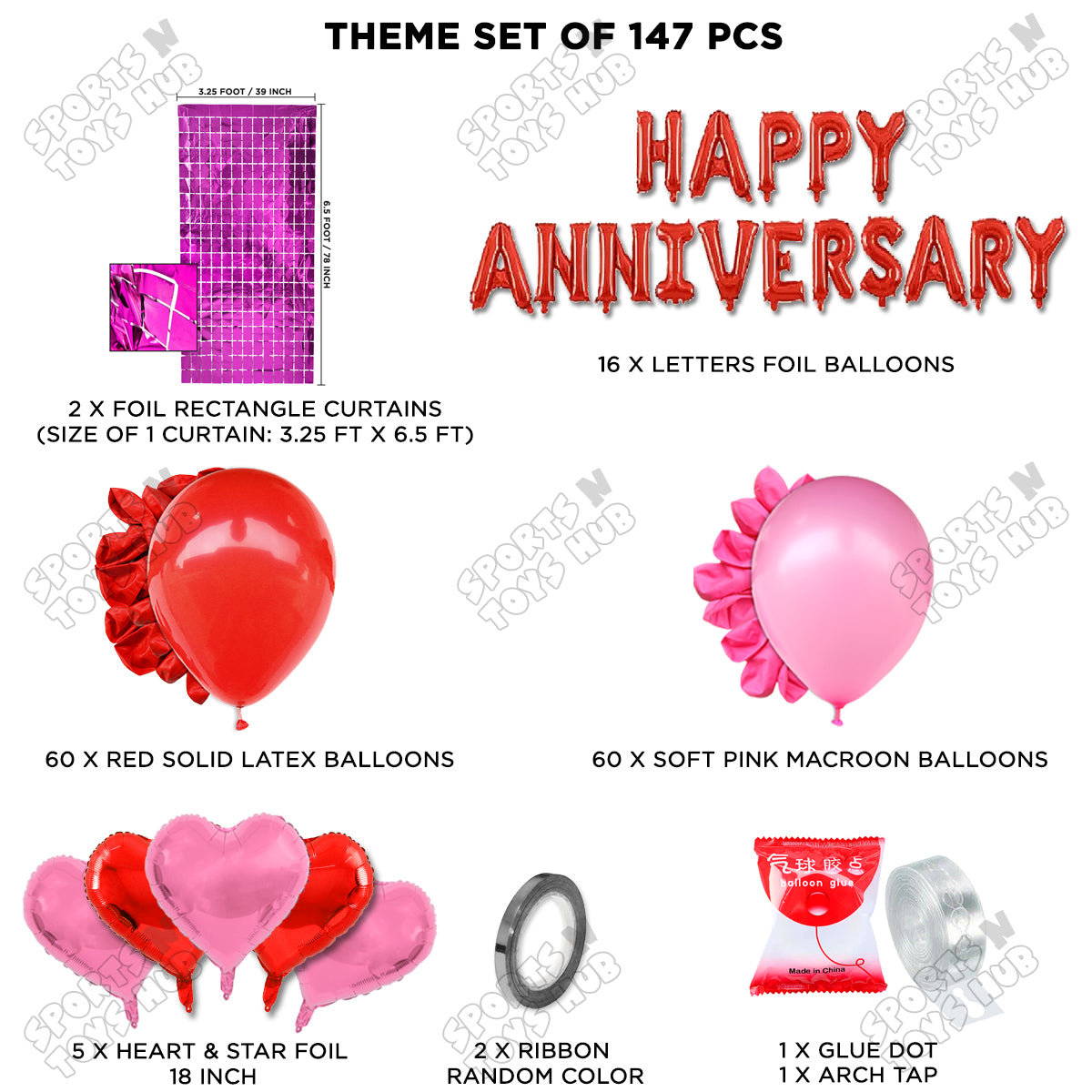 Happy Anniversary Red Foil Letter Arch Theme Collection