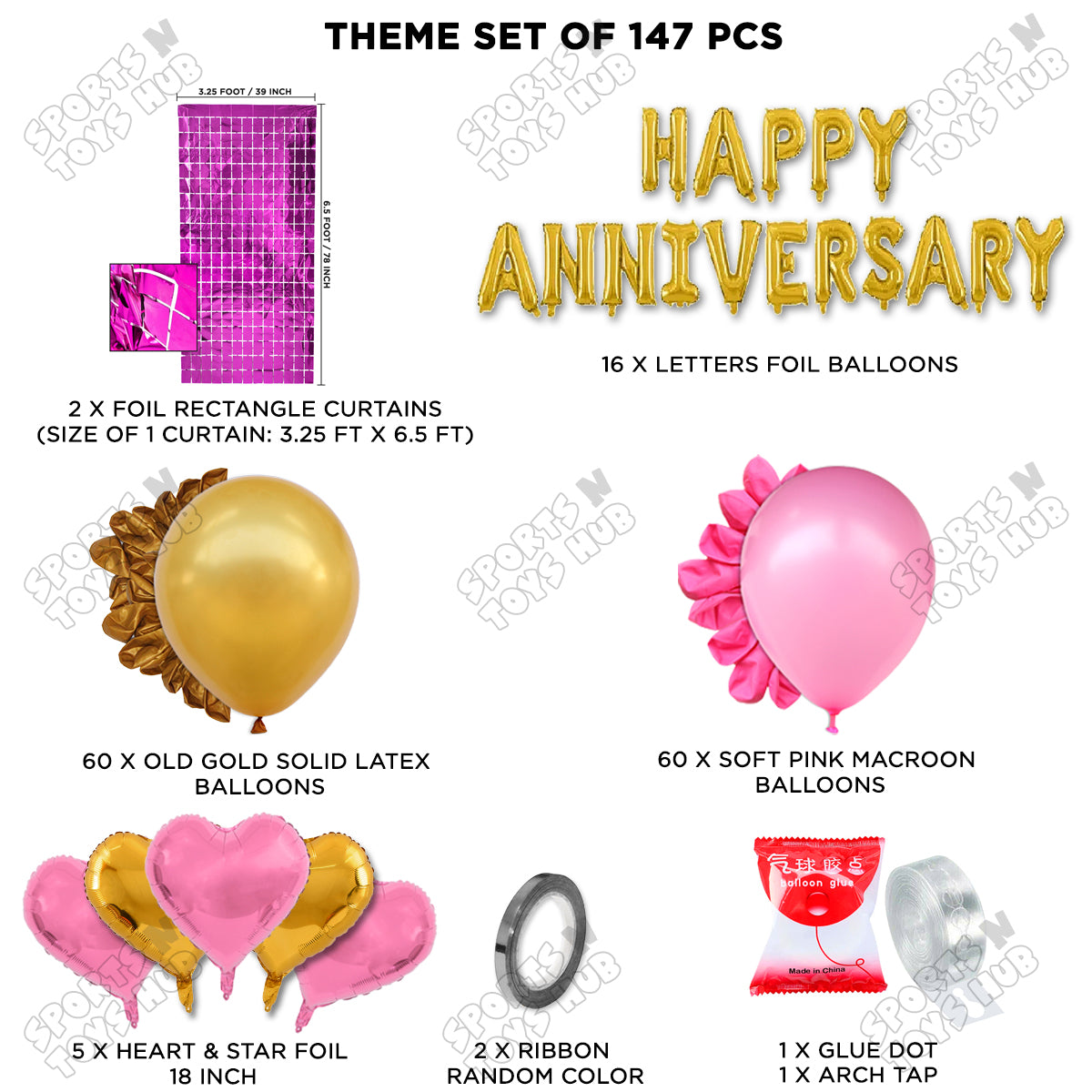 Happy Anniversary Gold Foil Letter Arch Theme Collection
