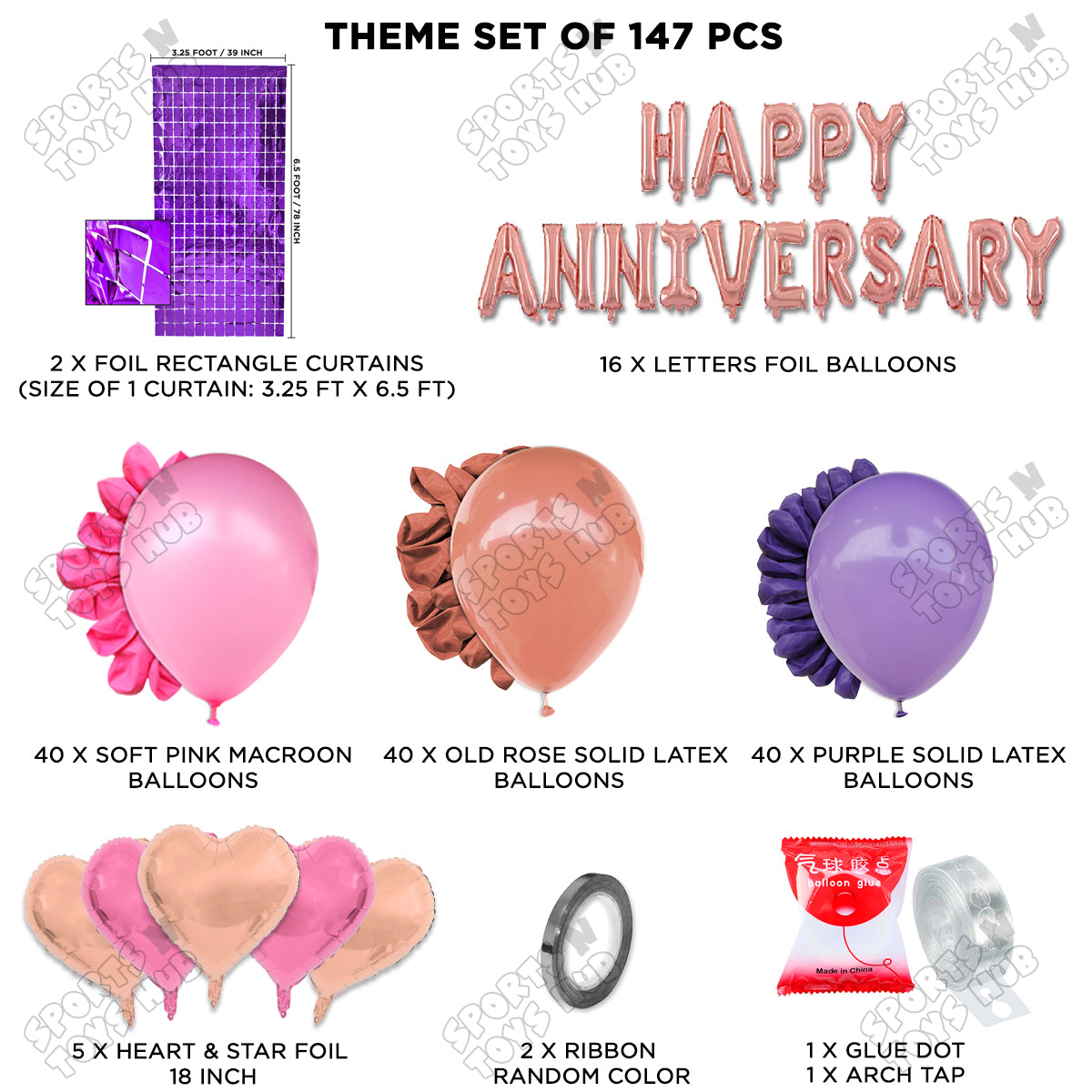 Happy Anniversary Rose Gold Vintage Foil Letter Arch Theme Collection