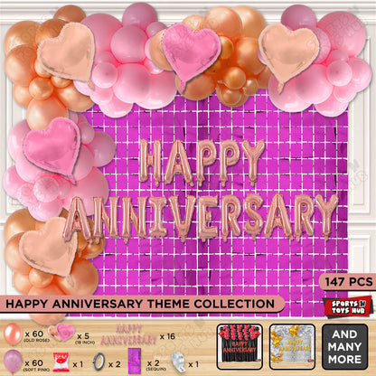Happy Anniversary Rose Gold Foil Letter Arch Theme Collection
