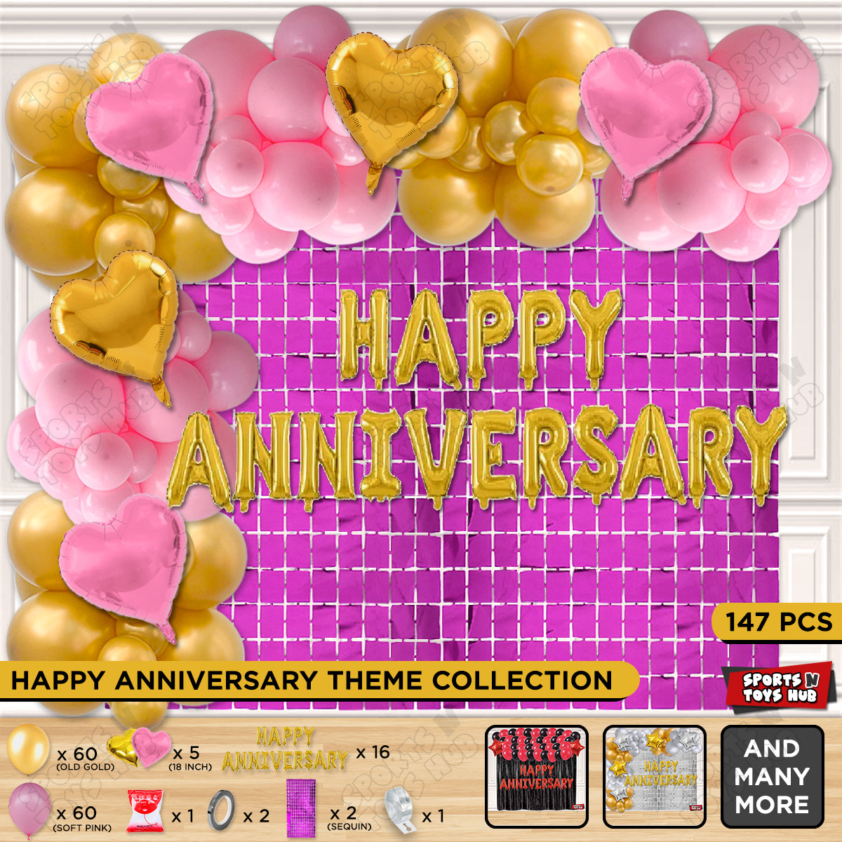 Happy Anniversary Gold Foil Letter Arch Theme Collection