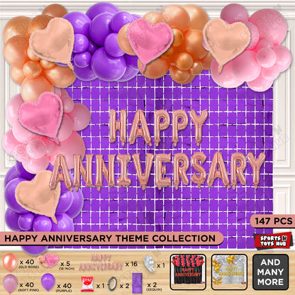 Happy Anniversary Rose Gold Vintage Foil Letter Arch Theme Collection