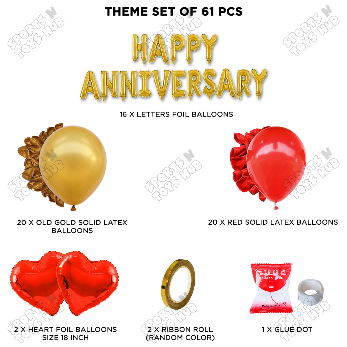 Happy Anniversary Gold Foil Letter Garland Theme Collection