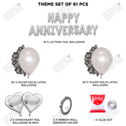 Happy Anniversary Silver Foil Letter Garland Theme Collection