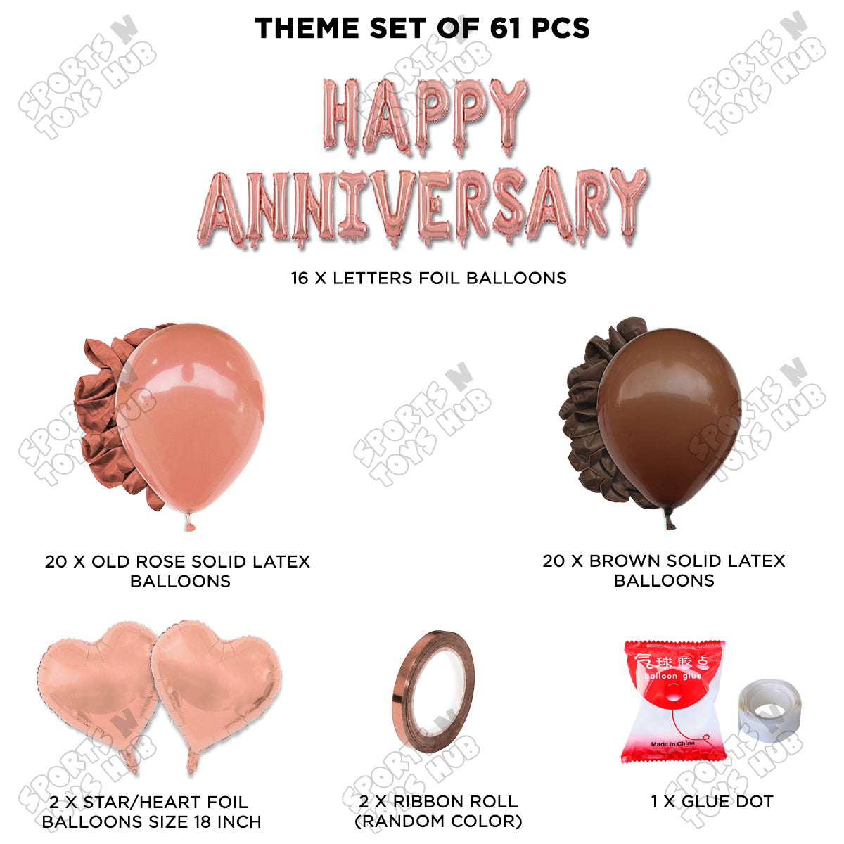 Happy Anniversary Rose Gold Vintage Foil Letter Garland Theme Collection