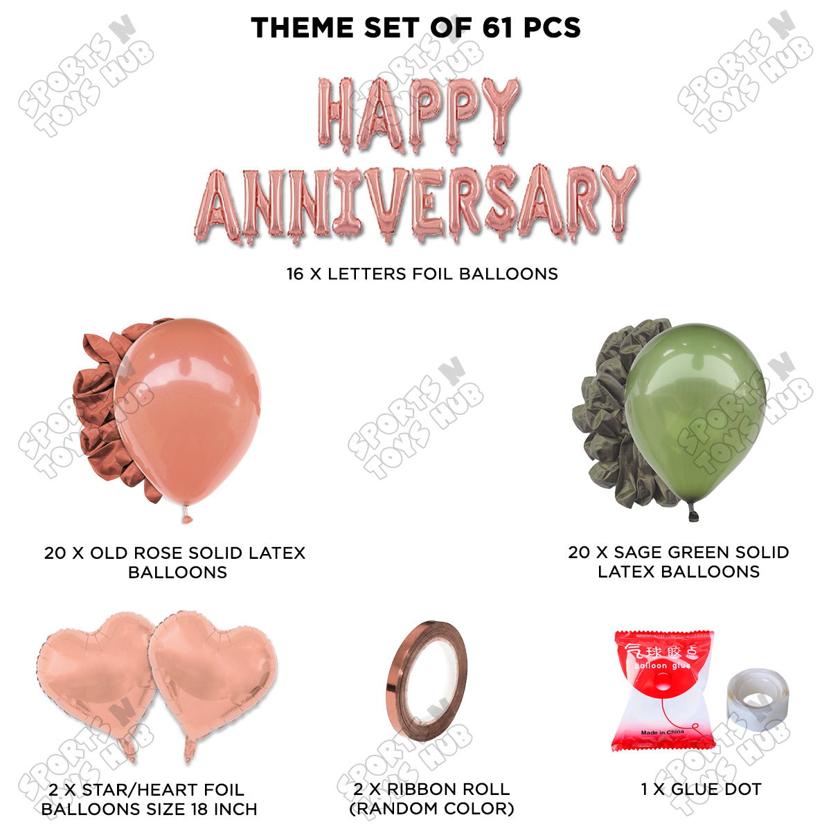 Happy Anniversary Rose Gold Vintage Foil Letter Garland Theme Collection