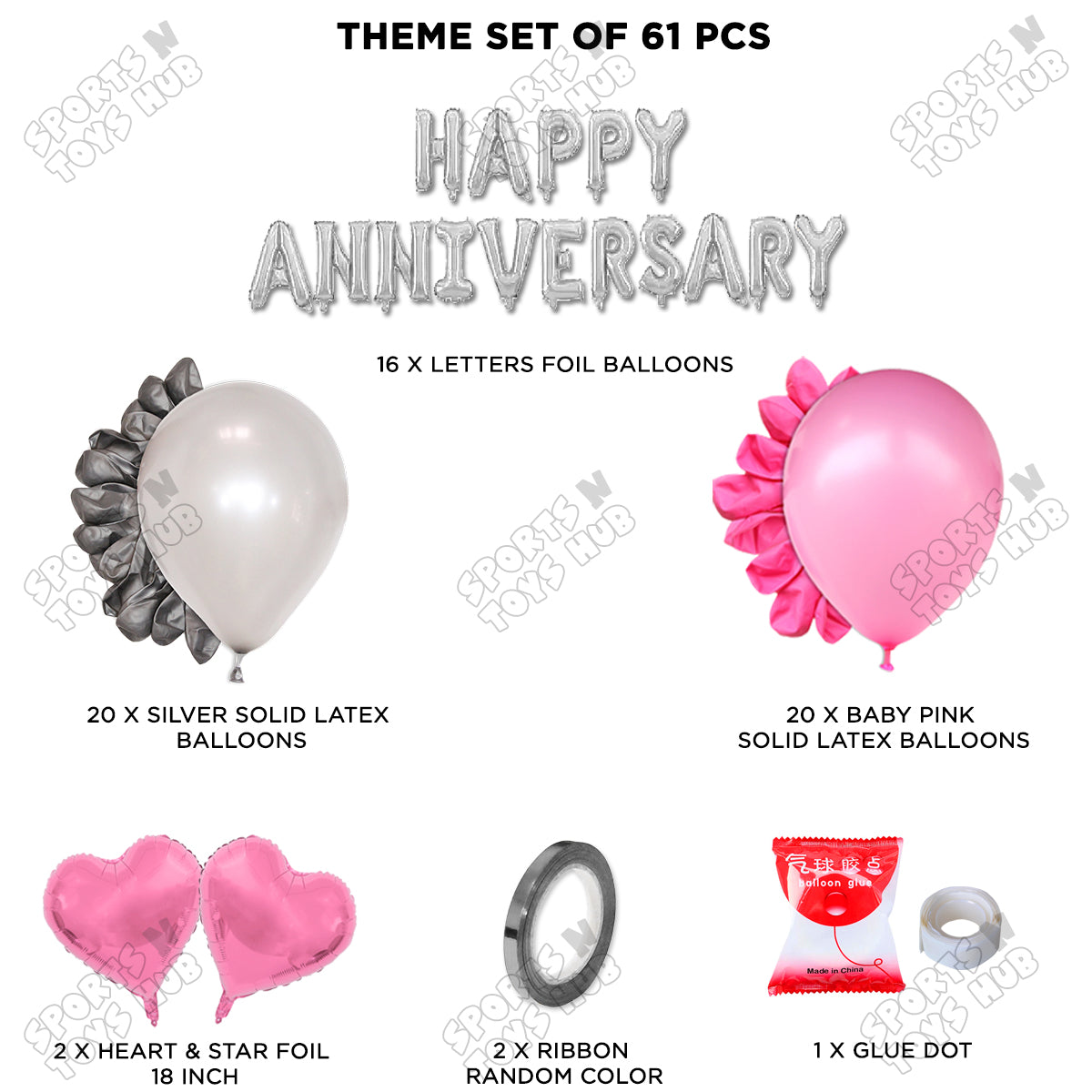 Happy Anniversary Silver Foil Letter Garland Theme Collection