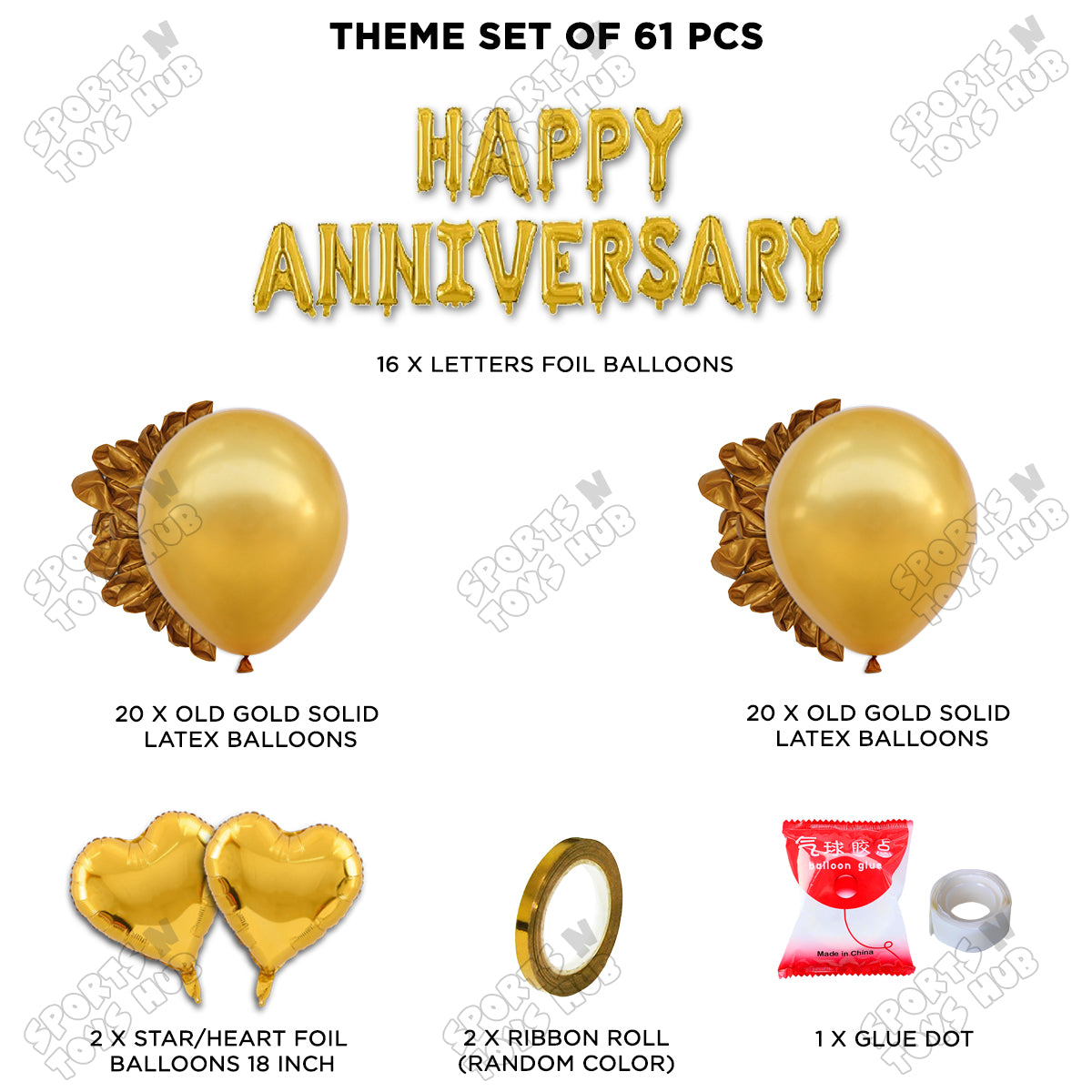 Happy Anniversary Gold Foil Letter Garland Theme Collection