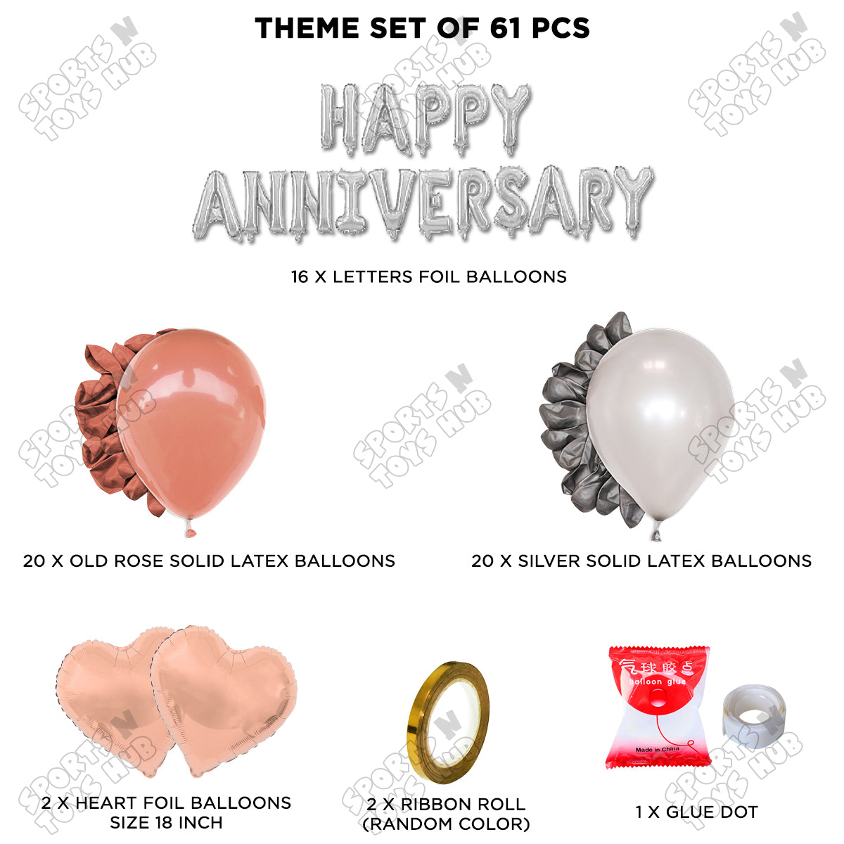 Happy Anniversary Silver Foil Letter Garland Theme Collection