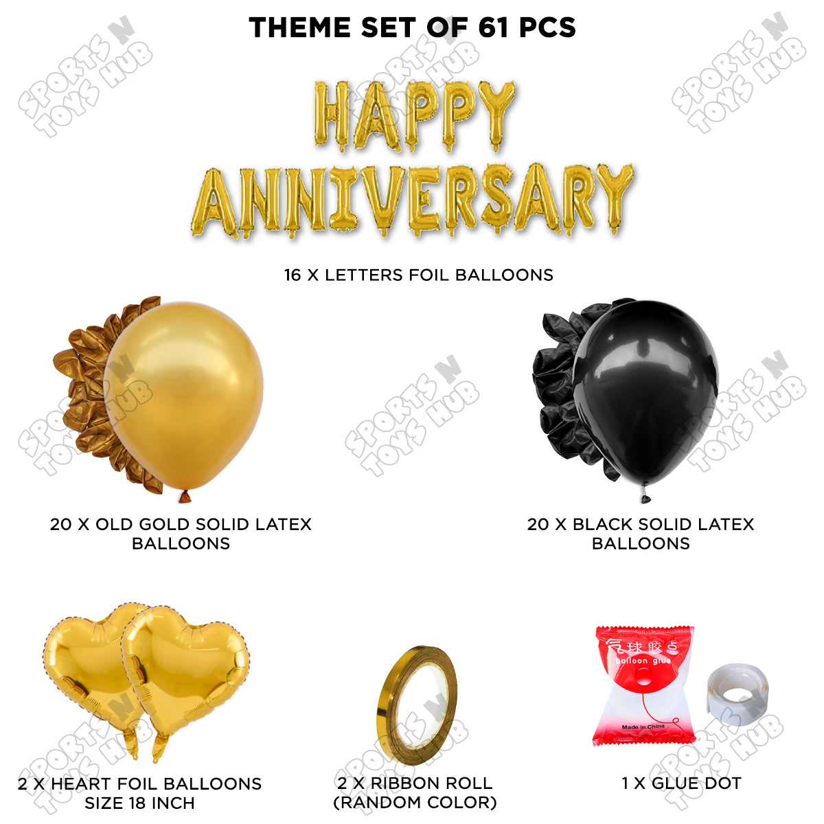 Happy Anniversary Gold Foil Letter Garland Theme Collection