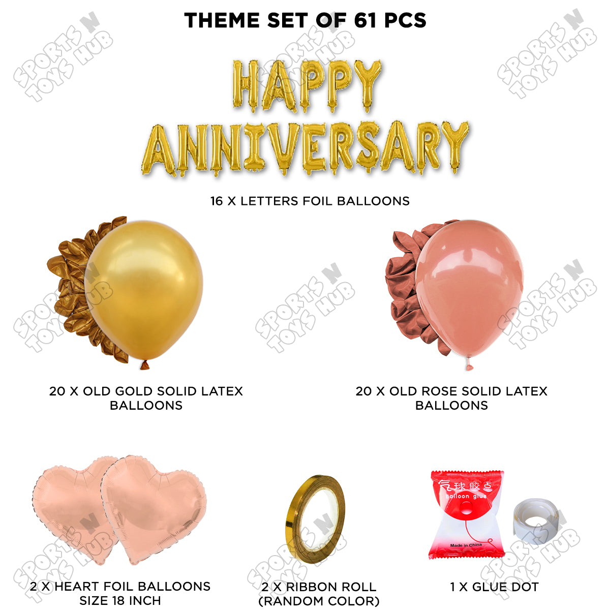 Happy Anniversary Gold Foil Letter Garland Theme Collection