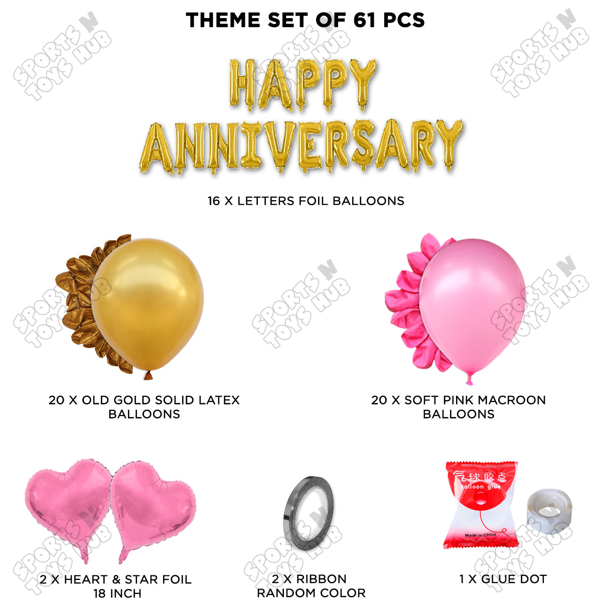 Happy Anniversary Gold Foil Letter Garland Theme Collection