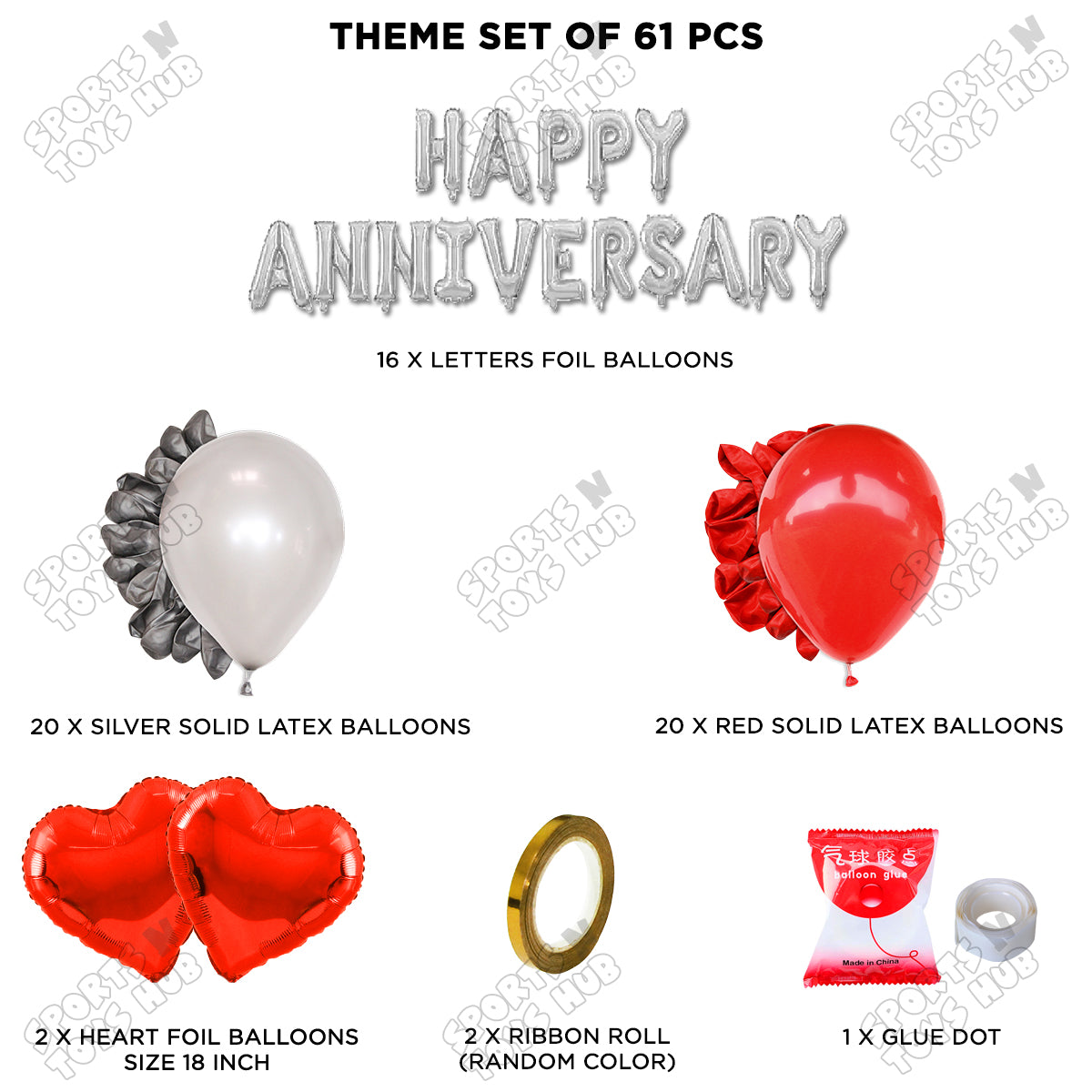 Happy Anniversary Silver Foil Letter Garland Theme Collection