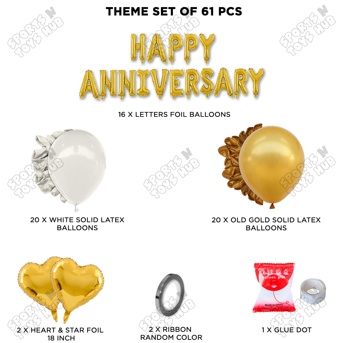 Happy Anniversary Gold Foil Letter Garland Theme Collection