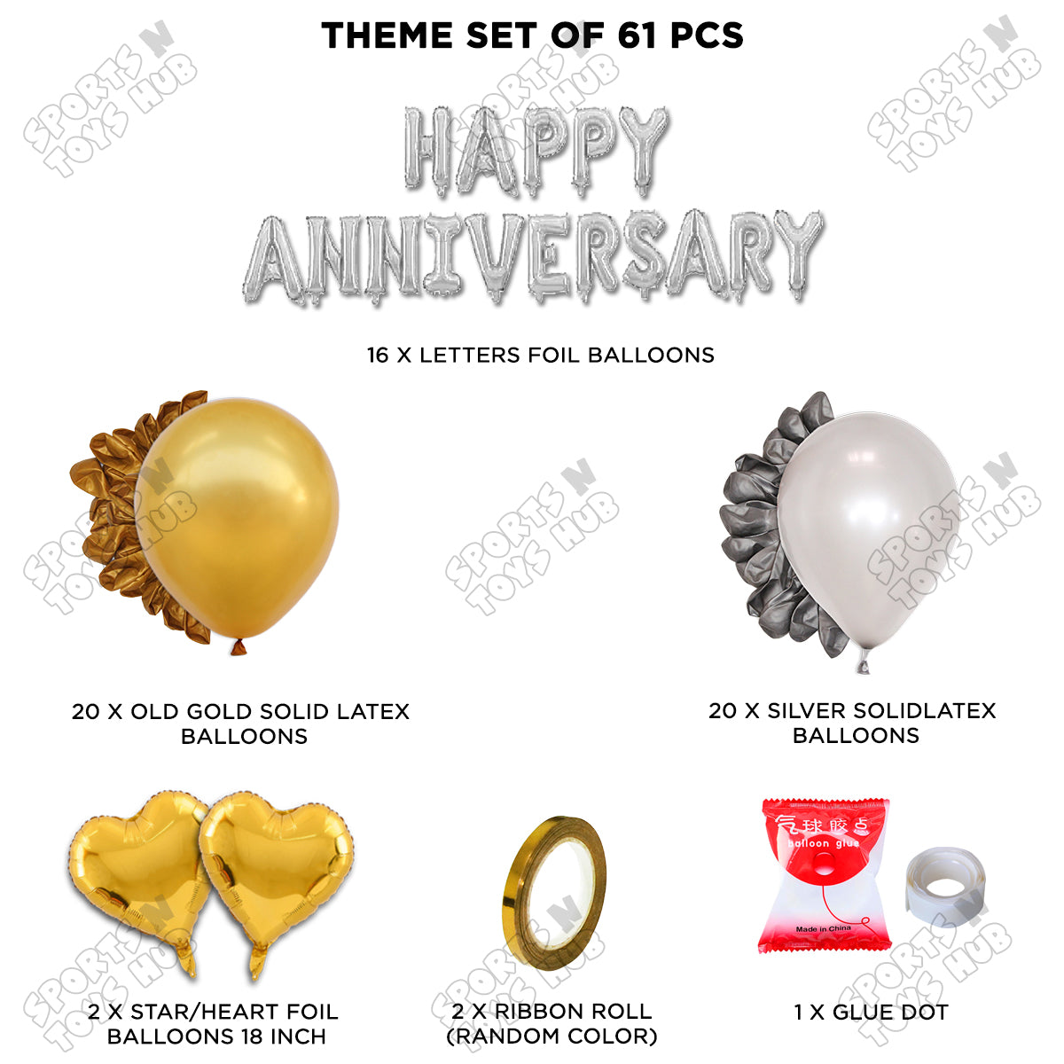 Happy Anniversary Silver Foil Letter Garland Theme Collection