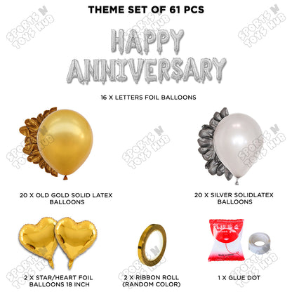Happy Anniversary Silver Foil Letter Garland Theme Collection