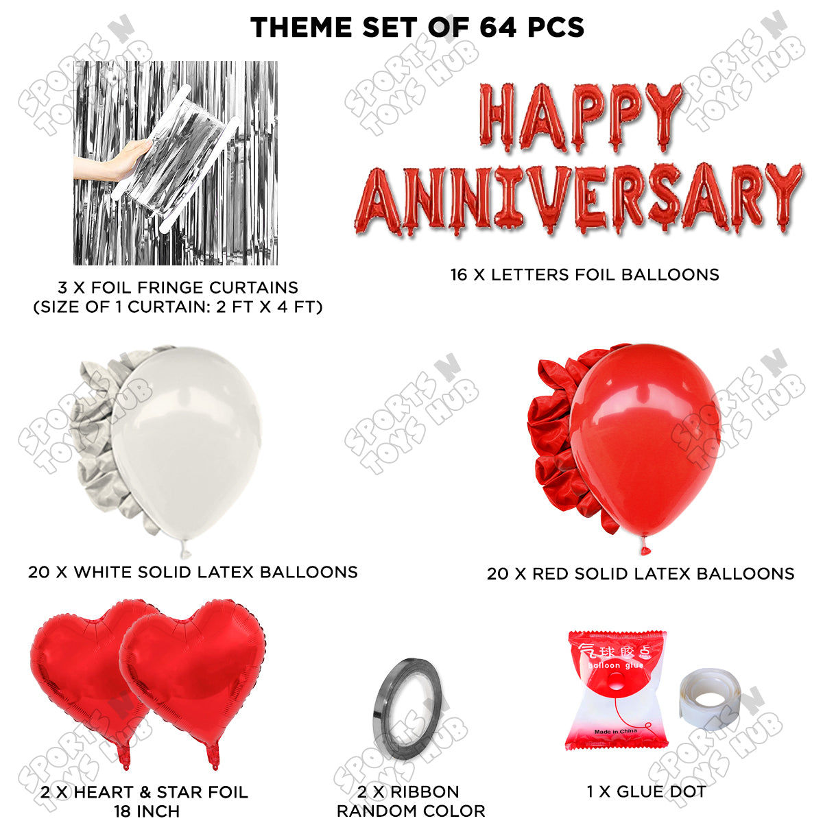 Happy Anniversary Red Foil Letter Curtain Theme Collection