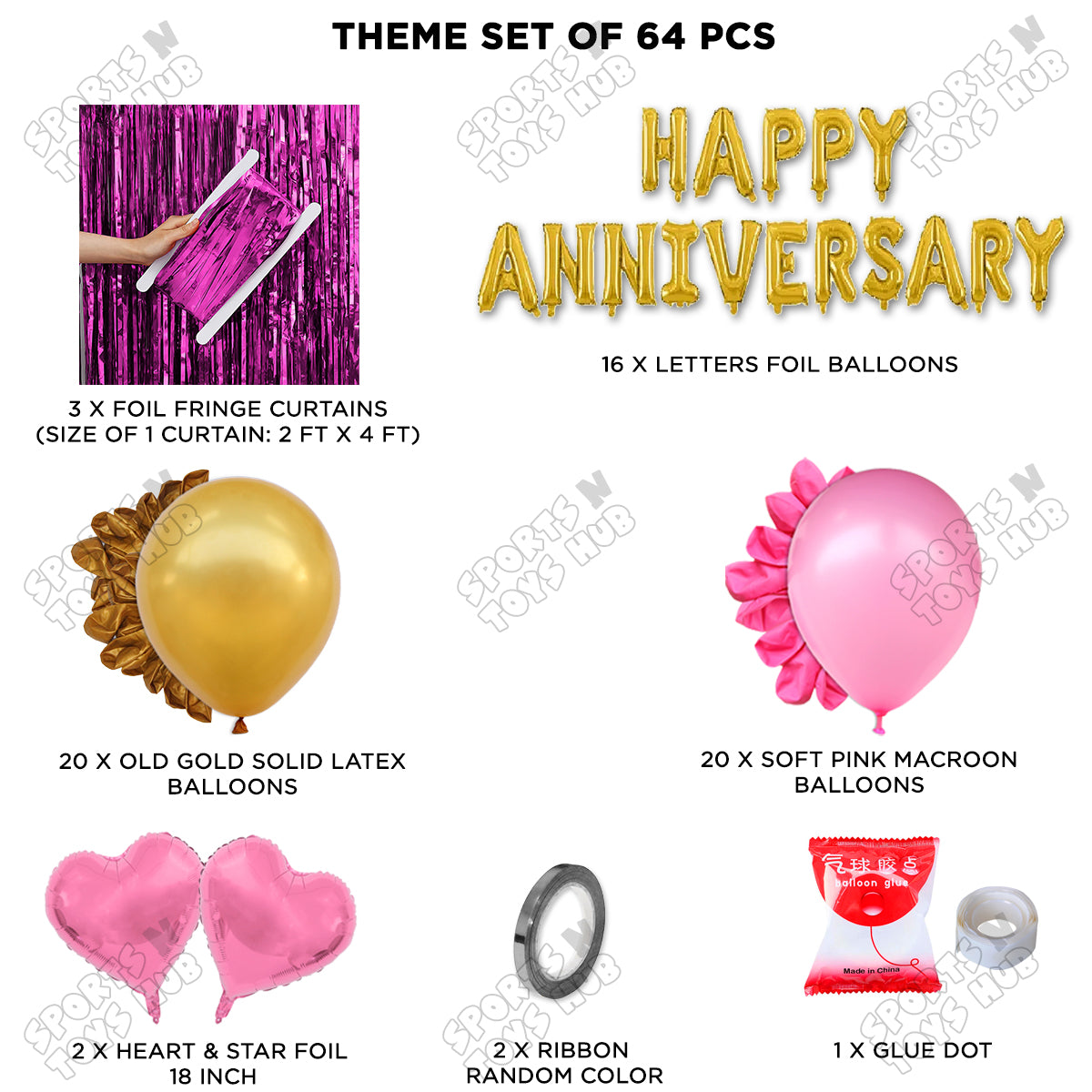 Happy Anniversary Gold Foil Letter Curtain Theme Collection