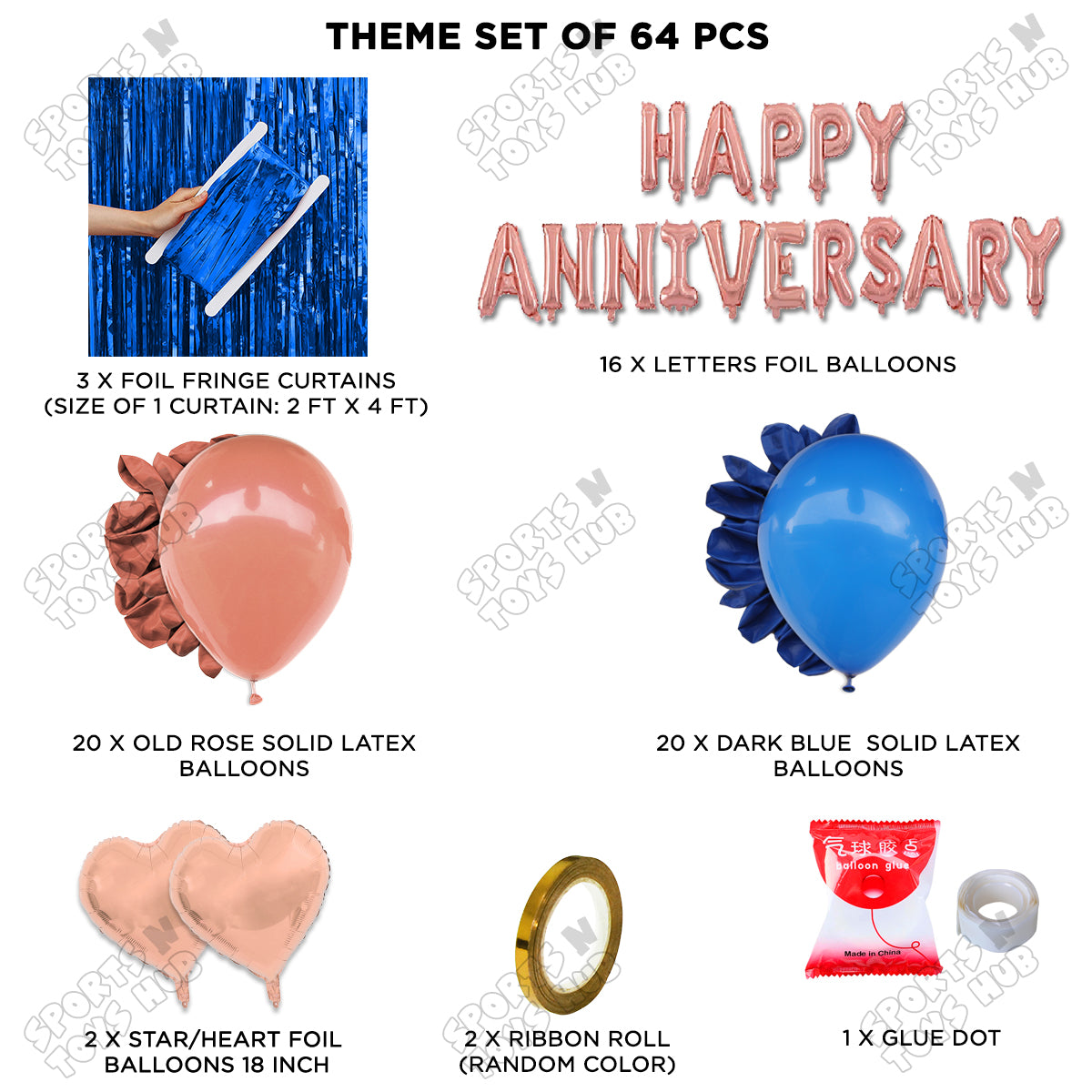 Happy Anniversary RoseGold Foil Letter Curtain Theme Collection