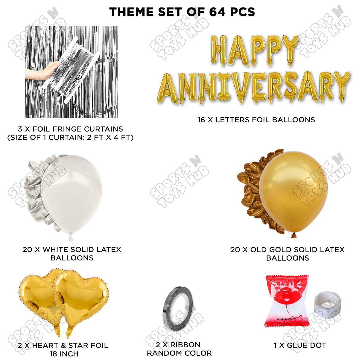 Happy Anniversary Gold Foil Letter Curtain Theme Collection