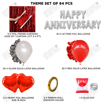 Happy Anniversary Silver Foil Letter Curtain Theme Collection